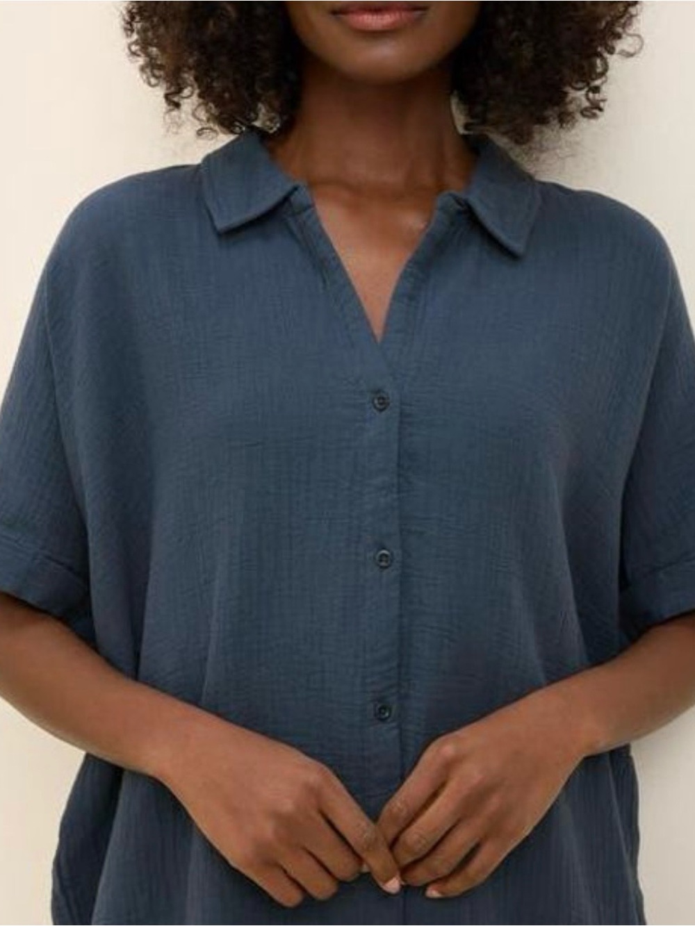 Pact Coastal Double Gauze Oversized Shirt Blue Organic Cotton M/L